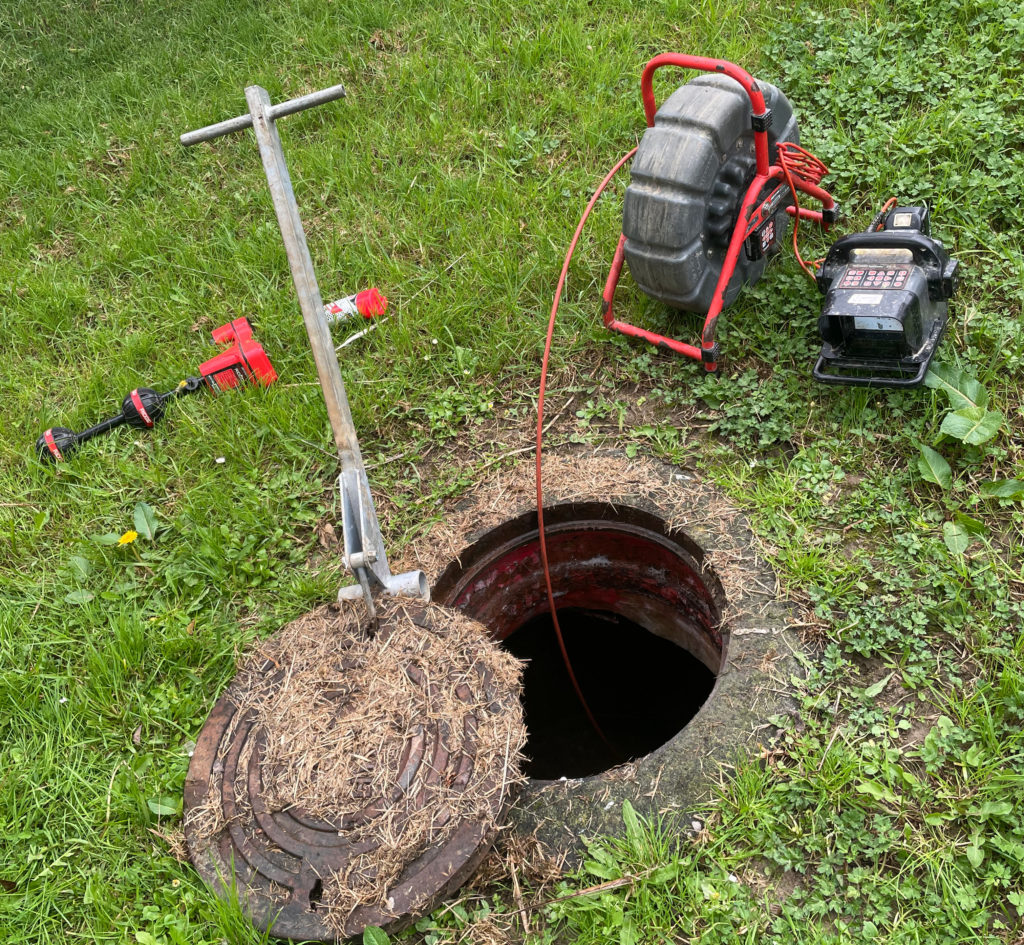 inspection of a drainage system using cctv camera